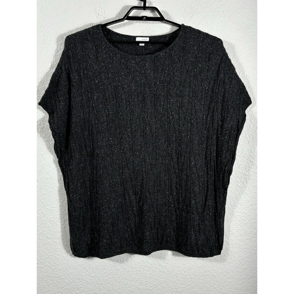 Pure Jill Sweater Womens Medium Large Gray Textured Knit Sleeveless Pullover Top